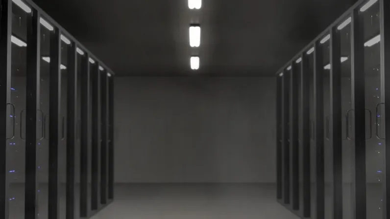 Imagem ilustrativa: Servidores em um data center, ilustrando os investimentos em infraestrutura para inteligência artificial